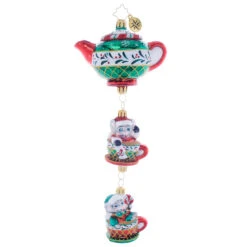 Christopher Radko Two Merry Mischief Makers Teapot Glass Christmas Ornament 1021902