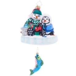 Christopher Radko Ice Fishing Snow Pals Glass Christmas Ornament 1021927