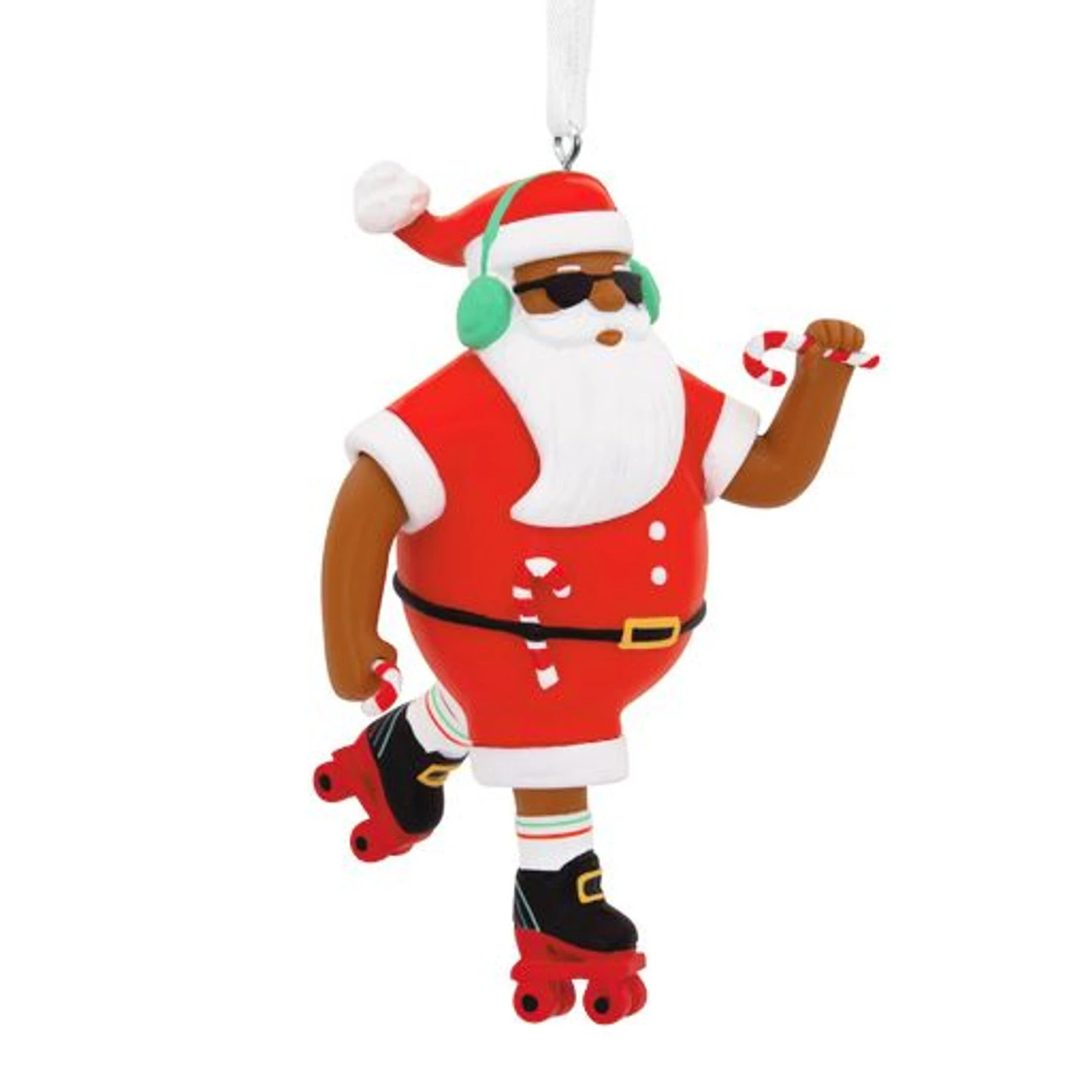 Hallmark 3.5" African American Mahogany Roller Skating Santa Christmas Ornament 1HDA1583 3 Hallmark 3.5" African American Mahogany Roller Skating Santa Christmas Ornament 1HDA1583