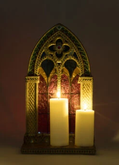 Katherine's Collection 22" Christmas Castle Pillar Candle Holder 28-428250 -The Jolly Christmas Store 28 428250 3 64617.1719410932