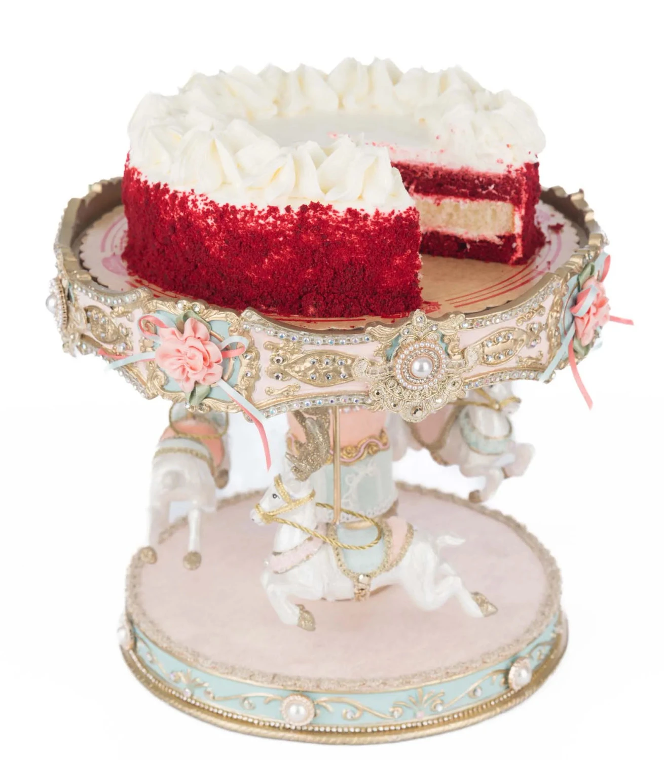 Katherine's Collection 11.5" Joyeux Noel Carousel Cake Plate Christmas Decoration 28-528851 4 Katherine's Collection 11.5" Joyeux Noel Carousel Cake Plate Christmas Decoration 28-528851 - Image 2
