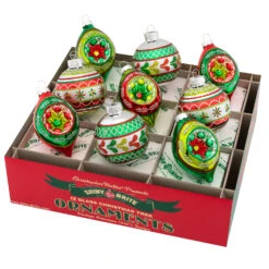 Christopher Radko Shiny Brite Holiday Splendor 2.5" Decorated Rounds & Reflector Tulip Christmas Ornaments 4027714