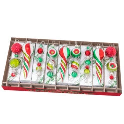 Christopher Radko Shiny Brite Holiday Splendor 4" Icicles & Shape Glass Christmas Ornaments 4028004