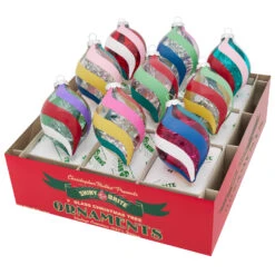 Christopher Radko Shiny Brite Vivid Vintage 2.5" Decorated Tulip Christmas Ornaments 4028249