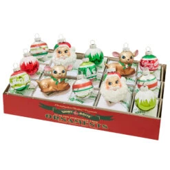 Christopher Radko Shiny Brite Holiday Splendor 13 Count Figures And Decorated Rounds Glass Christmas Ornament Set 4028263