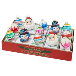 Christopher Radko Shiny Brite Christmas Confetti 13 Count Figures And Decorated Rounds Glass Christmas Ornament Set 4028270