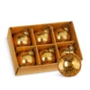 Raz 3" Box Of 6 Gold Crackle Glass Christmas Ornaments 4300717