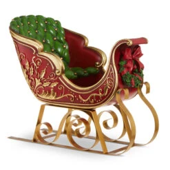Raz 22" Red And Gold Metal Sleigh Christmas Figure 4310180 -The Jolly Christmas Store 4310180 21952.1712090208