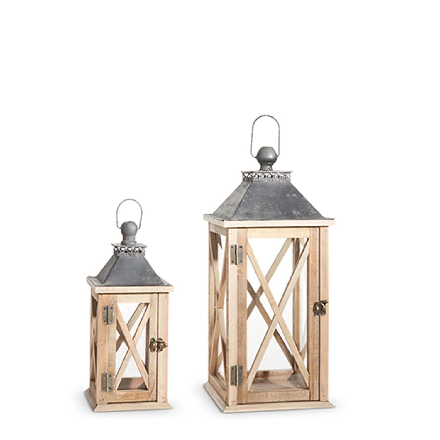 Raz Set Of 2 Wood And Metal Christmas Lantern 4337902 4 Raz Set Of 2 Wood And Metal Christmas Lantern 4337902 - Image 2