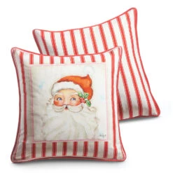 Raz 18" Santa Red And White Striped Christmas Pillow 4345535