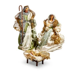 Raz 28.25" Large Green And Ivory Holy Family Christmas Nativity Scene 4410650
