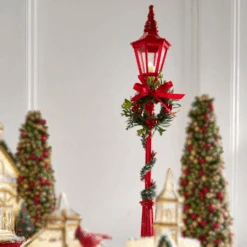 Raz 18.5" Lighted Red Lamp Post Christmas Decoration 4412524