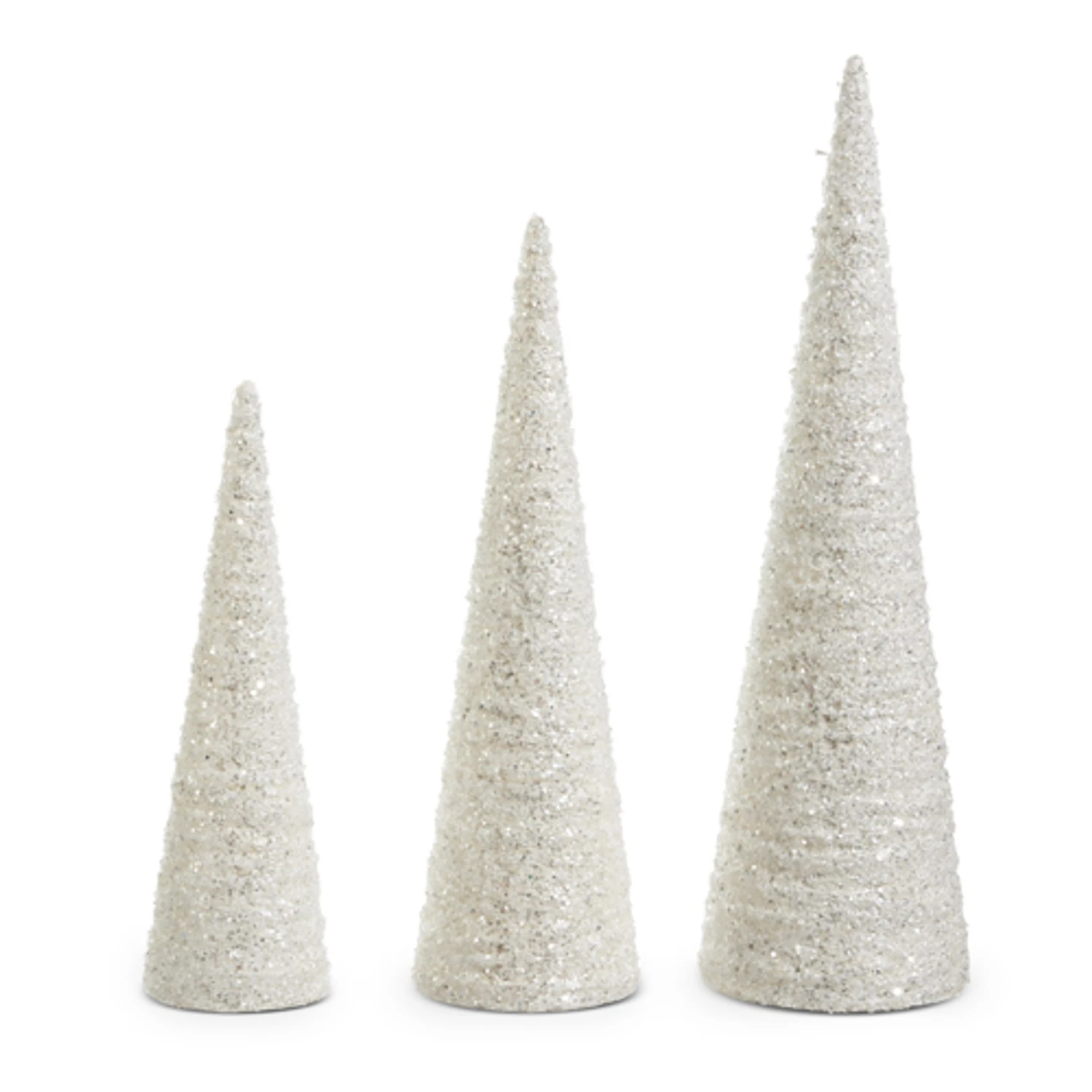 Raz 23.75" Glittered White Cone Christmas Tree Set Of 3 4415545 3 Raz 23.75" Glittered White Cone Christmas Tree Set Of 3 4415545