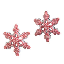 Raz 5" Peppermint Snowflake Christmas Ornament Set Of 2 4415556