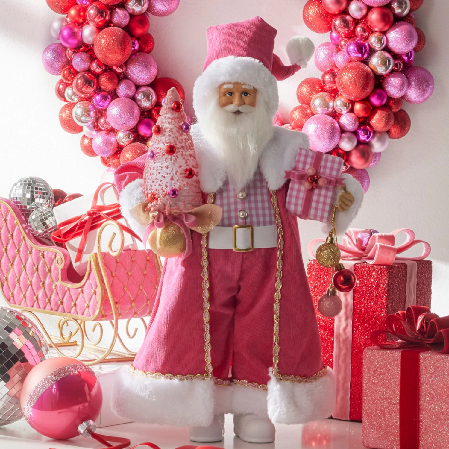 Raz 18" Bubble Gum Diva Pink Santa Christmas Figure 4415589 3 Raz 18" Bubble Gum Diva Pink Santa Christmas Figure 4415589