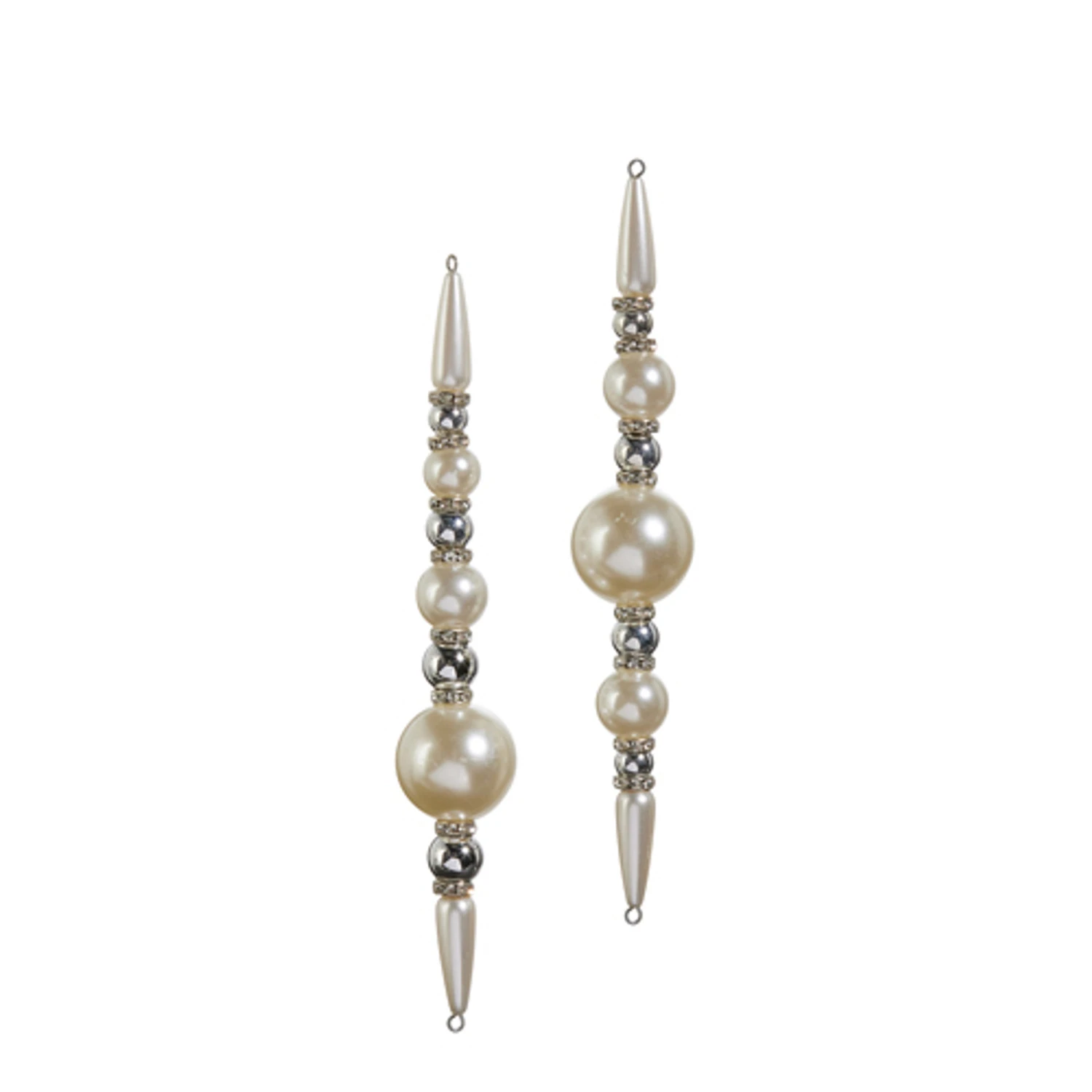 Raz 7" Silver Pearl Strand Christmas Ornament Set Of 2 4416226 3 Raz 7" Silver Pearl Strand Christmas Ornament Set Of 2 4416226
