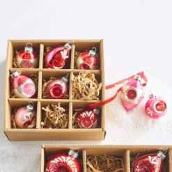 Raz 2.75" Box Of Vintage Pink Reflector Glass Christmas Ornament 4423005