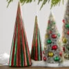 Raz 14" Green And Red Ribbed Glass Christmas Trees Set Of 2 4424654 -The Jolly Christmas Store 4424654 edit 94653.1741112829