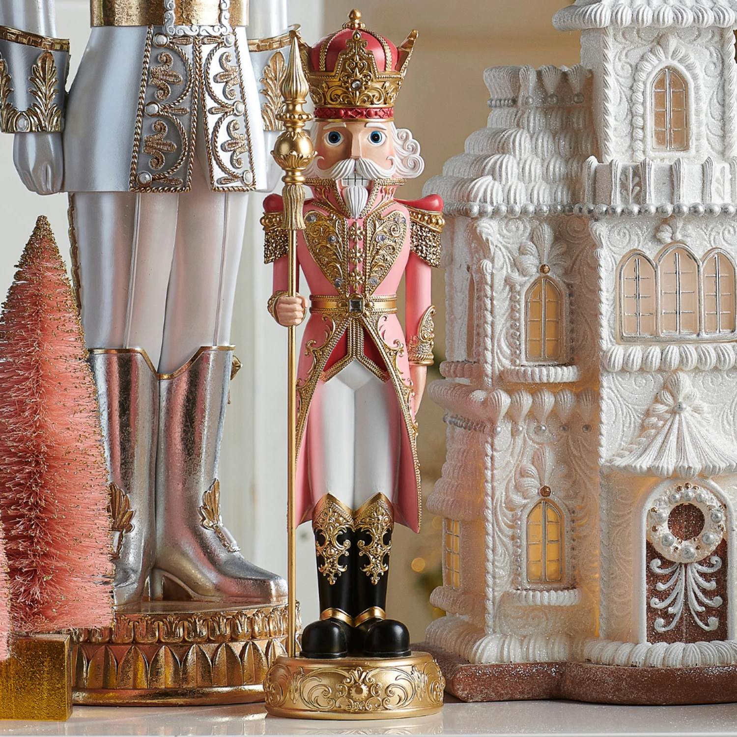 Raz 20" Lighted Pink Nutcracker Christmas Figure 4501677 3 Raz 20" Lighted Pink Nutcracker Christmas Figure 4501677