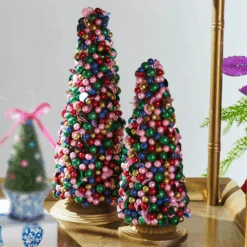 Raz 13" Bright Bead Trees Christmas Decoration Set Of 2 4510110
