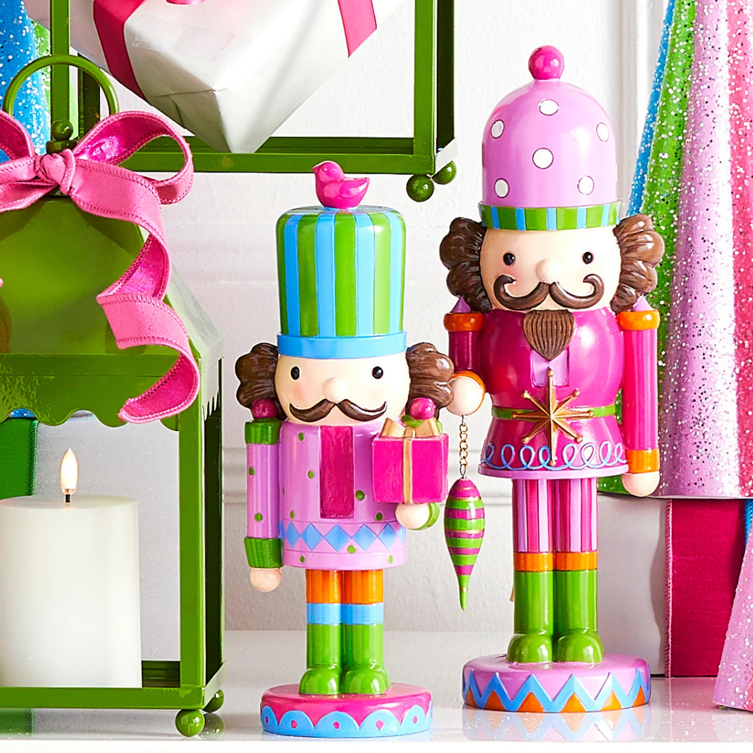 Raz 13.5" Set Of 2 Bright Whimsical Nutcrackers Christmas Figures 4510544