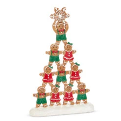 Raz 11.75" Gingerbread Boy And Girl Tower Christmas Decoration 4511388