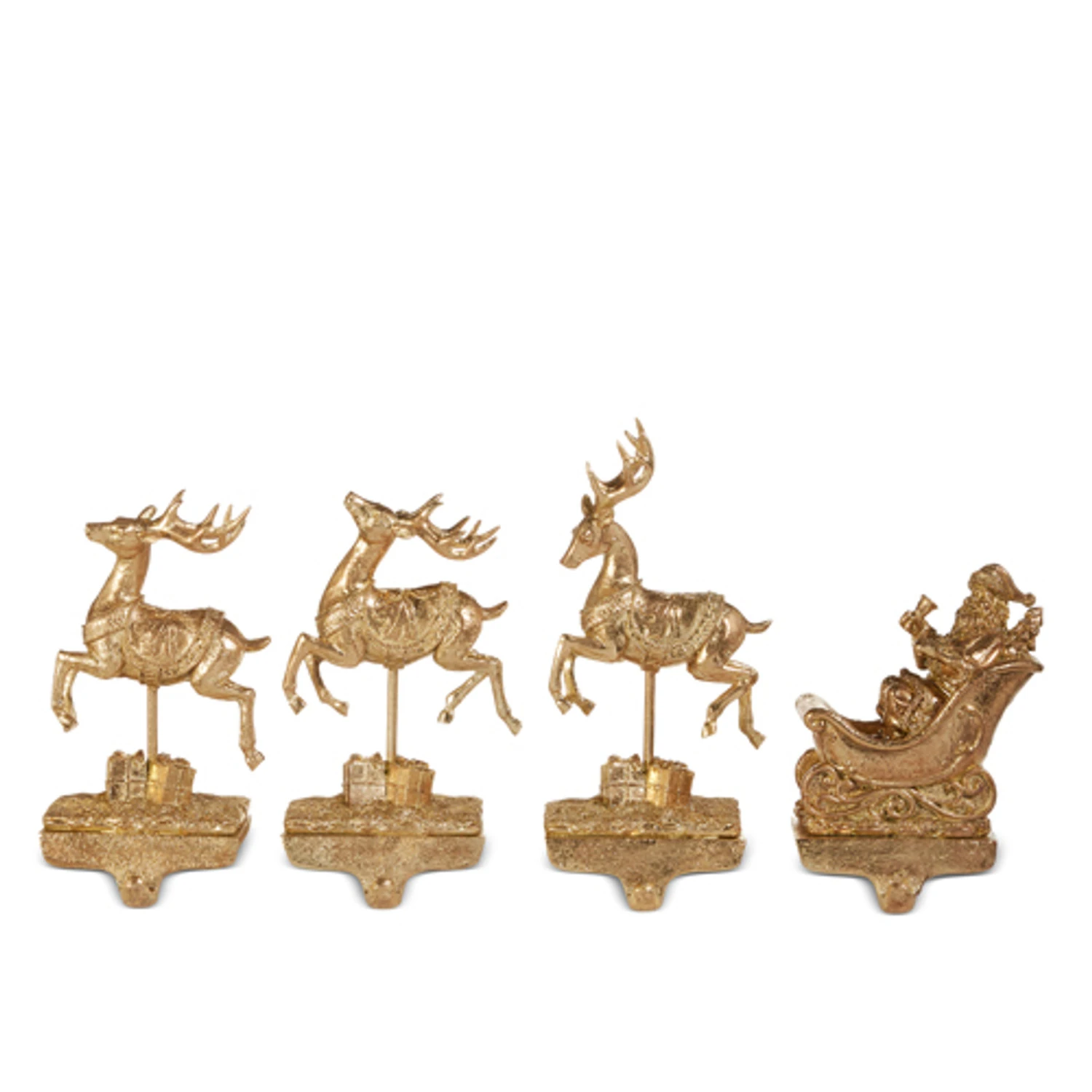 Raz 10.5" Gold Santa And Reindeer Stocking Holders 4511661 4 Raz 10.5" Gold Santa And Reindeer Stocking Holders 4511661 - Image 2