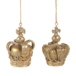 Raz 3" Gold Crown Set Of 2 Christmas Ornament 4512204