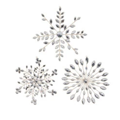Raz 10.5" Clear Jeweled Snowflake Christmas Ornament Set Of 3 4513578