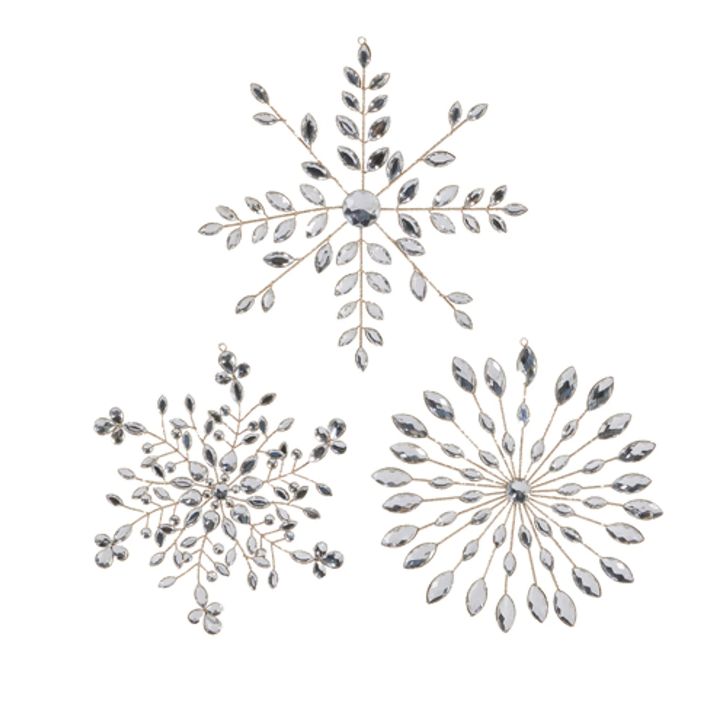 Raz 10.5" Clear Jeweled Snowflake Christmas Ornament Set Of 3 4513578 3 Raz 10.5" Clear Jeweled Snowflake Christmas Ornament Set Of 3 4513578