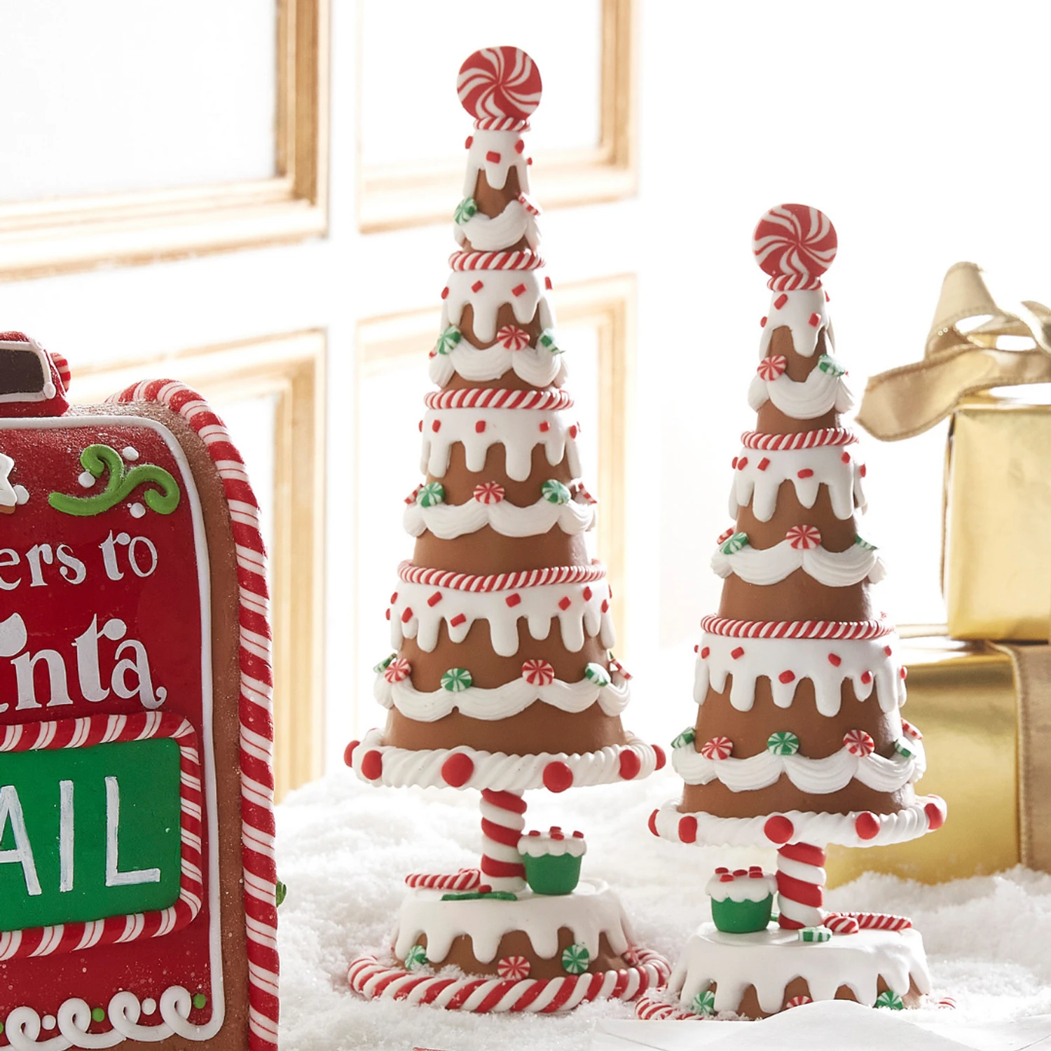 Raz 11" Set Of 2 Gingerbread Christmas Tree Figures 4515546 3 Raz 11" Set Of 2 Gingerbread Christmas Tree Figures 4515546