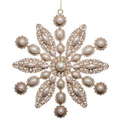 Raz 9" Glitter And Pearl Star Christmas Tree Ornament 4516296