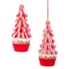 Raz 6.75" Peppermint Ribbon Tree Christmas Ornament Set Of 2 4516448 2 Raz 6.75" Peppermint Ribbon Tree Christmas Ornament Set Of 2 4516448 -The Jolly Christmas Store 4516448 21447.1744227383