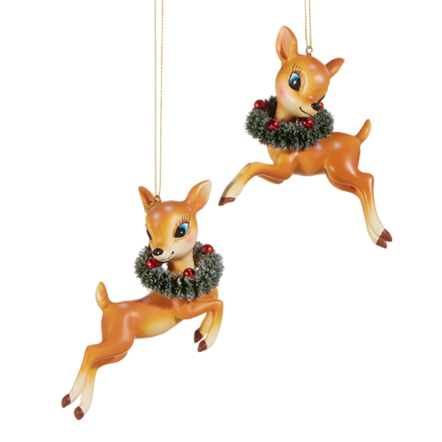 Raz 4.5" Brown Vintage Deer Christmas Ornament Set Of 2 4520078 3 Raz 4.5" Brown Vintage Deer Christmas Ornament Set Of 2 4520078