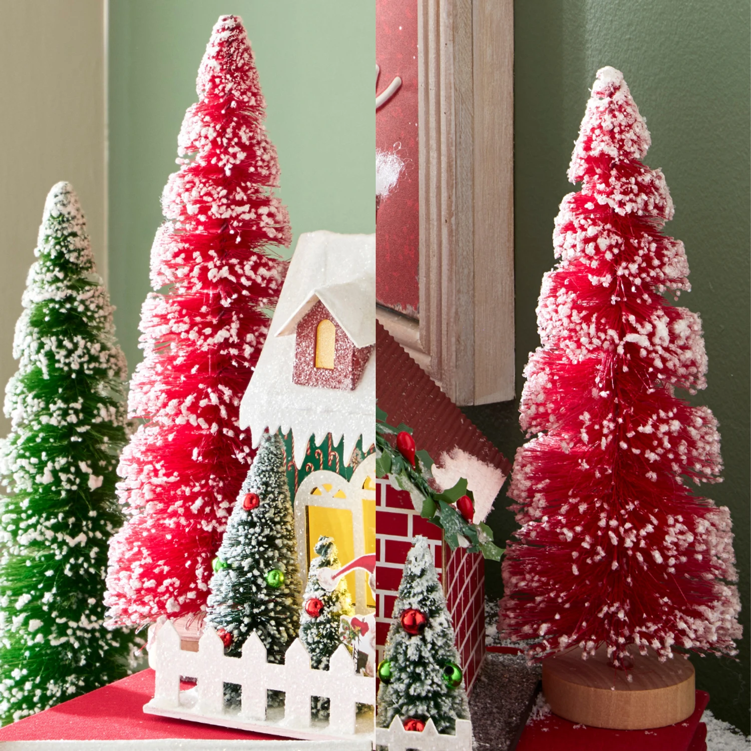 Raz 11" Spiral Red Sisal Christmas Tree Figure Set 4520086 3 Raz 11" Spiral Red Sisal Christmas Tree Figure Set 4520086