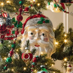 Raz 10.5" Large Santa Head Glass Christmas Ornament 4520903