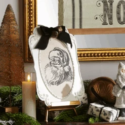 Raz 12" Santa Embossed Christmas Wall Sign 4521347