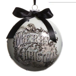 Raz 5" Vintage Merry Christmas Ball Glass Ornament 4524622 -The Jolly Christmas Store 4524622 50358.1748545760