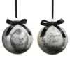 Raz 5" Black And White French Holiday Glass Ball Christmas Ornament Set Of 2 4524623 -The Jolly Christmas Store 4524623 91826.1748546929