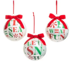 Raz 5" Peppermint Merrymaking Glass Ball Christmas Ornament 4524782