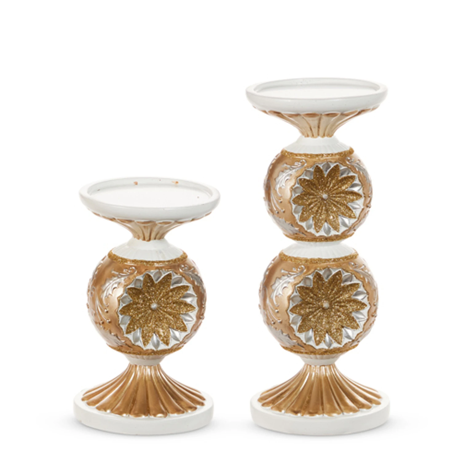 Raz 10" Gold And Silver Vintage Candle Holders Christmas Decoration 4530527 4 Raz 10" Gold And Silver Vintage Candle Holders Christmas Decoration 4530527 - Image 2