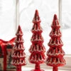Raz 13.5" Red Beaded Glass Christmas Tree Figures Set Of 3 4533306 2 Raz 13.5" Red Beaded Glass Christmas Tree Figures Set Of 3 4533306 -The Jolly Christmas Store 4533306 TRM sub 51781.1753817792