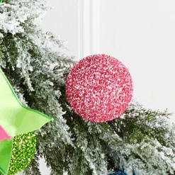 Raz 4" Box Of 4 Pink Glittered Christmas Ornament 4533500