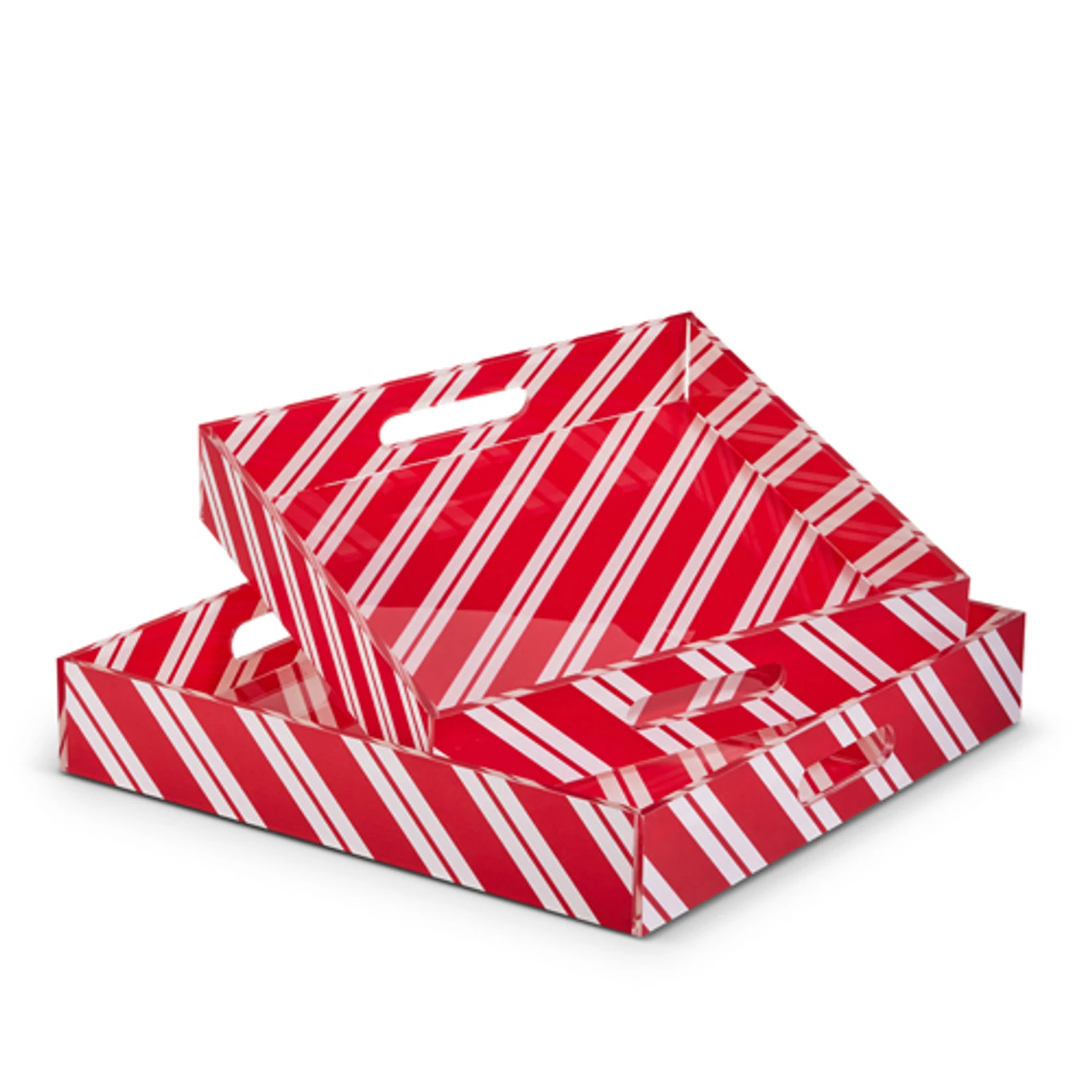 Raz 14" Peppermint Striped Trays Christmas Decoration 4536649 4 Raz 14" Peppermint Striped Trays Christmas Decoration 4536649 - Image 2