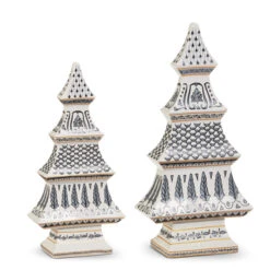 Raz 11.5" Black And Gold Chinoiserie Christmas Tree Figure 4546022