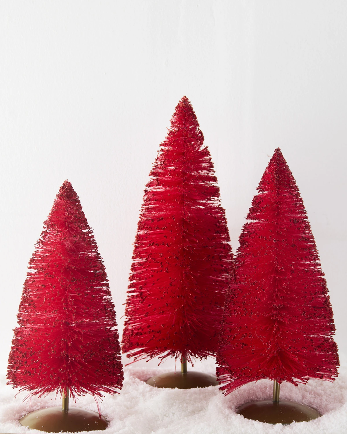 Raz 14" Red Glittered Bottle Brush Trees Christmas Decoration 4546025 3 Raz 14" Red Glittered Bottle Brush Trees Christmas Decoration 4546025