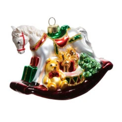 Raz 4.5" Rocking Horse Glass Christmas Ornament 4552853