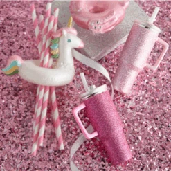 Raz 5" Pink Disco Tumbler Cup Glass Christmas Ornament Set Of 2 4552943