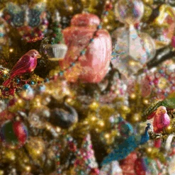 Raz Eric Cortina 5.5" Pink Clip On Fantasy Bird Glass Christmas Ornament Set Of 2 4553136