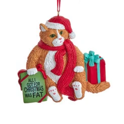 Kurt Adler 3.5" Fat Cat Christmas Ornament A2220 -The Jolly Christmas Store A2220b 66868.1677084176